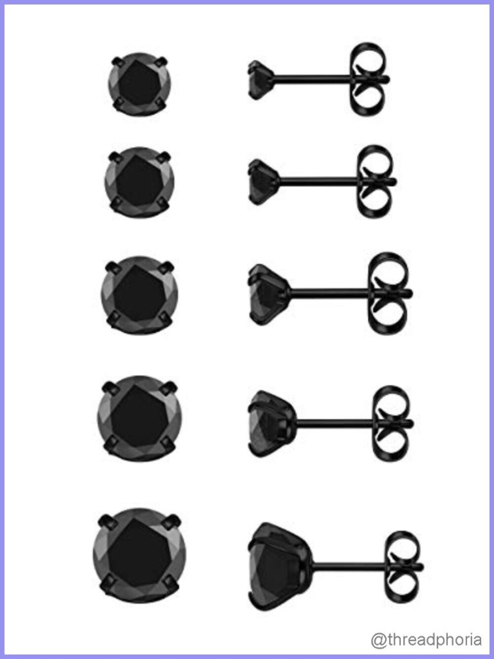 Jovivi Hypoallergenic Stainless Steel Cubic Zirconia Stud Earrings Set 5 Pairs